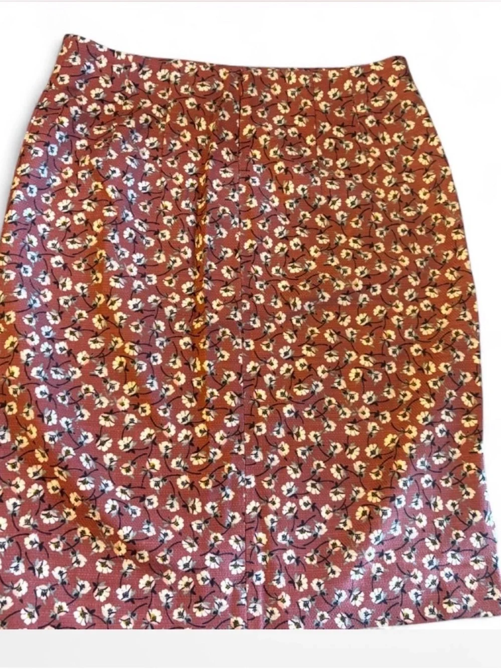 LOFT Rust Floral Pencil Skirt